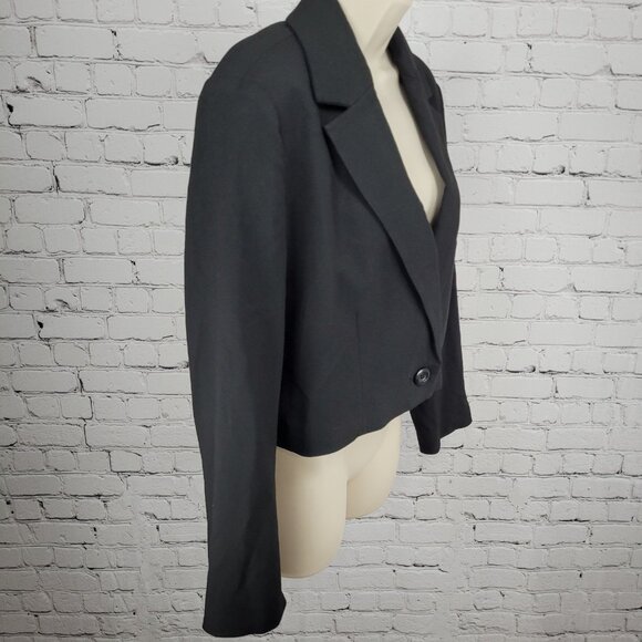 We The Free Free People Black Buttoned Cropped Notch Blazer Jacket Size Small S - Picture 13 of 14